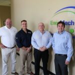 left to right EnerMech president Americas, Vince Kouns, Hydratron commercial director Findlay Beveridge, and EnerMech’s Frazer Thomson and Ian Brownhill.