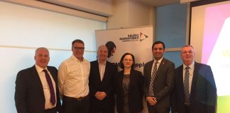 L-R: Iain Swanston (Klozers), Gordon White (fatBuzz), John Anderson (Strathclyde Business School), Claire Kinloch (Genoa Black), Anas Sarwar (MSP), Eric Munro (RBS)