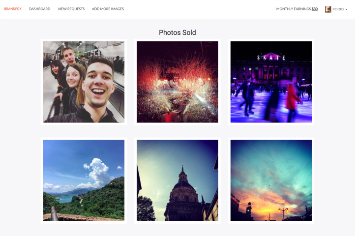 A user's successfully sold photos