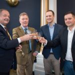 Whisky legend tempted out of retirement for new role l-r Stewart Laing, Jim McEwan, Andrew Laing, Scott Laing, Photo credit - Ralph Dunning